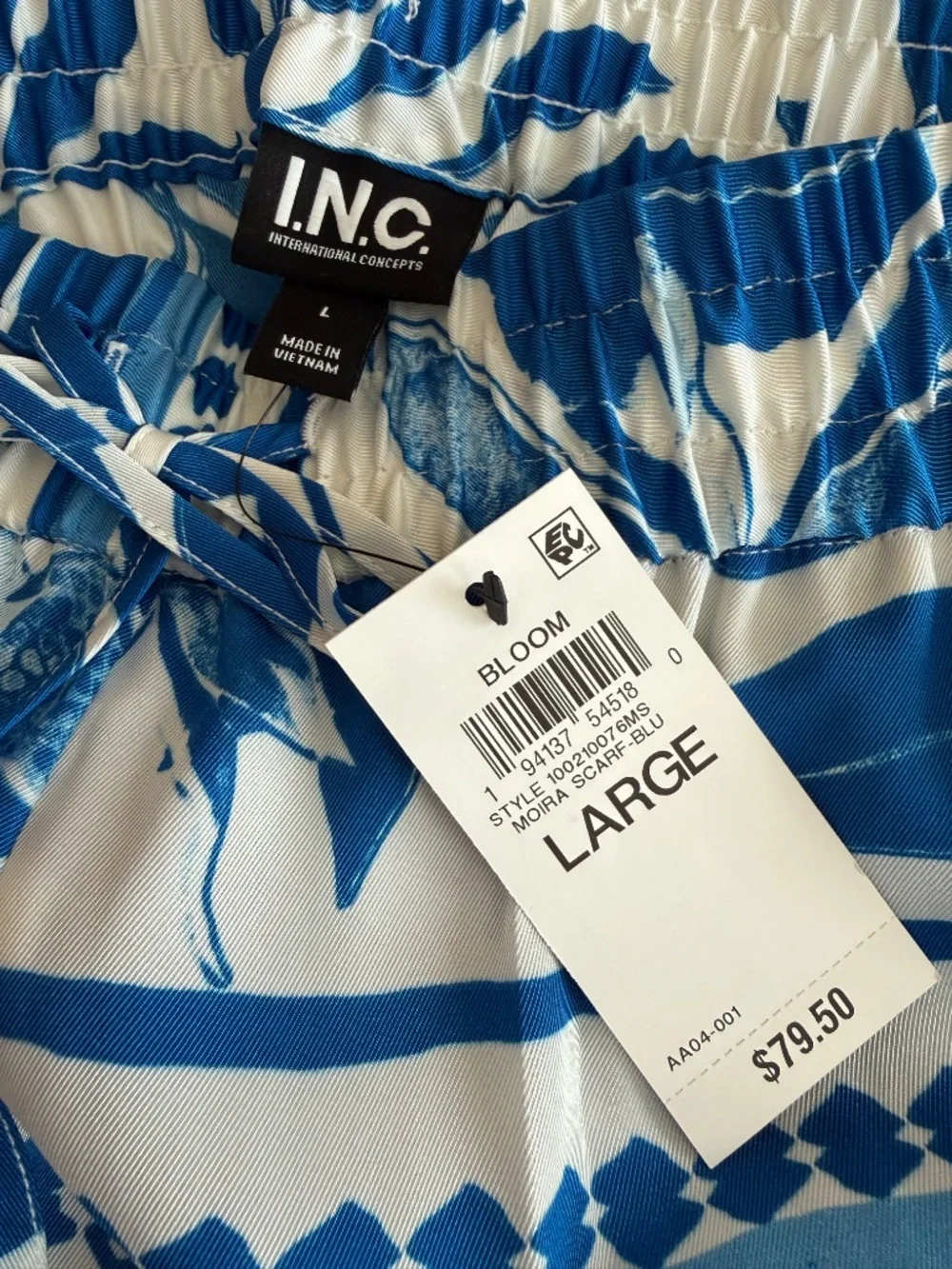 I.N.C. International Matching Blue White Floral 2-Piece set Size L NWOT/NWT